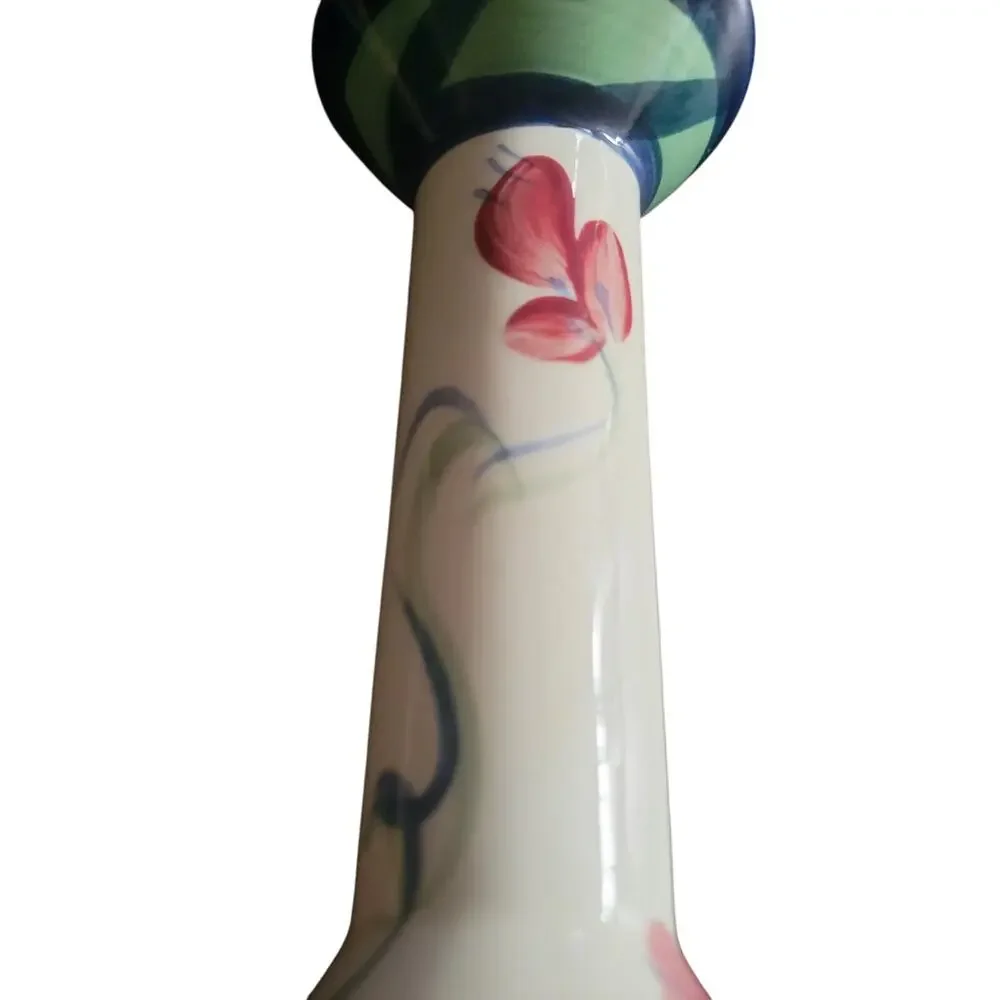 Gail Pittman Ceramic 7 inch Straight Shaft Candle Grapevine Pattern Date 88 Rare